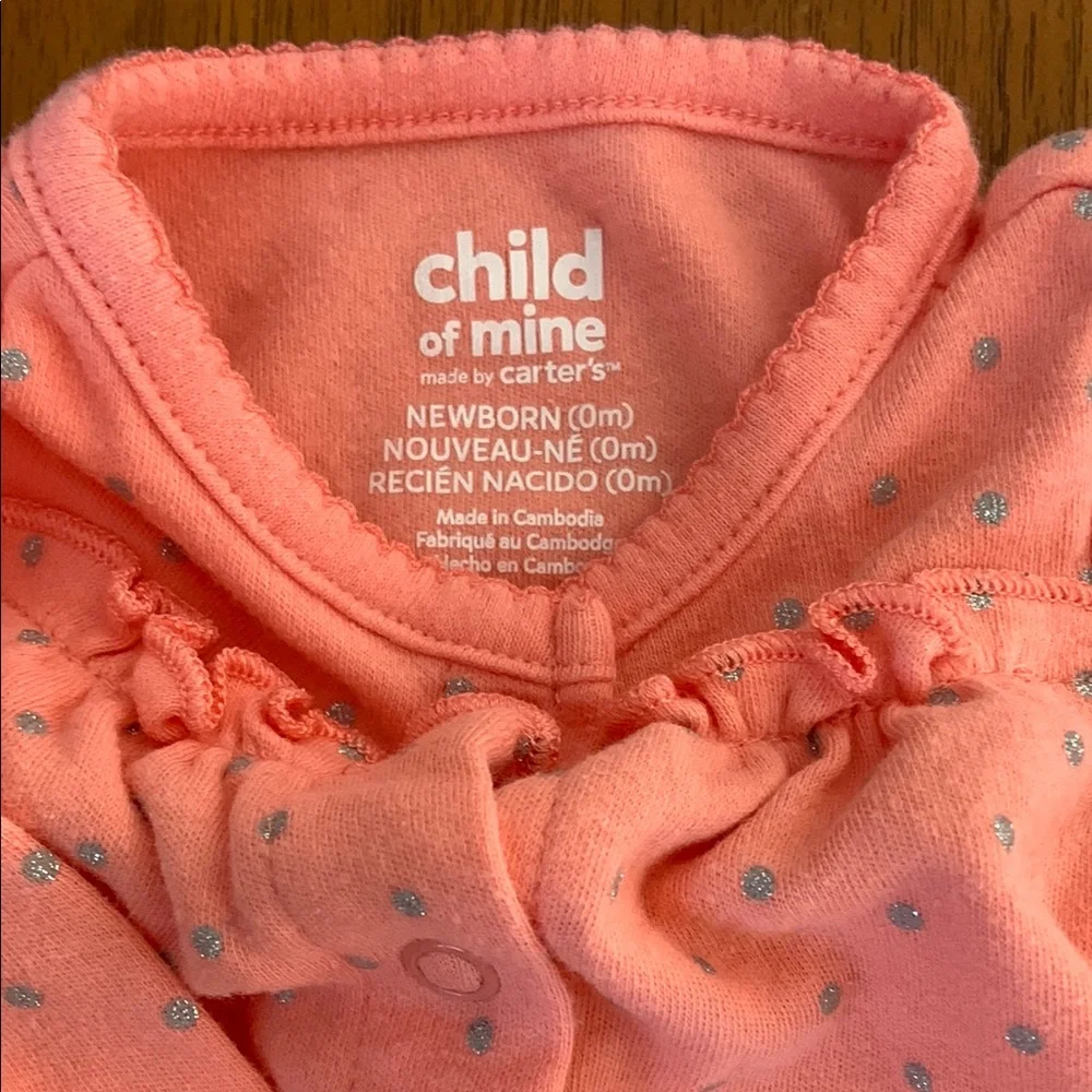 🍊5/$25 Carters Newborn Bright Pink Footies - Picture 7 of 7